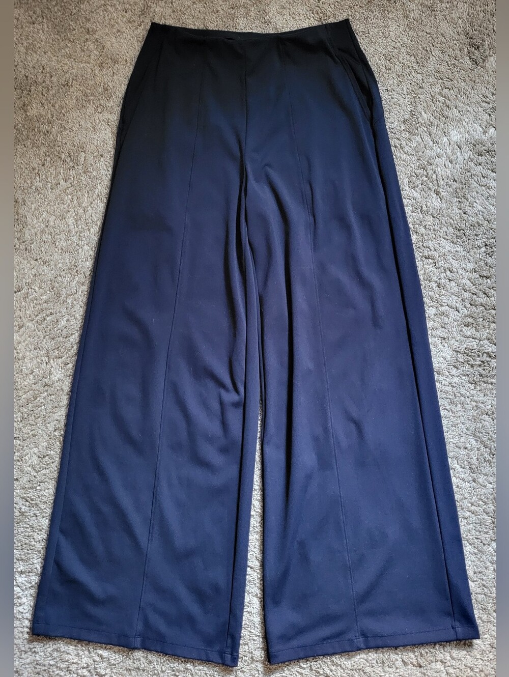 Wide Leg Navy Blue Pull-on Pants